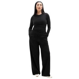 Athleta Pinnacle High Rise Trouser Black Size 18 NWT Wide Leg Travel Work Pant